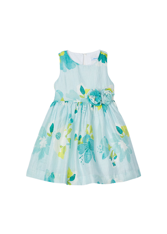 Sleeveless Turquoise Dress with Large Flower Print 3911 Mayoral