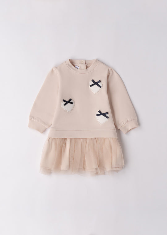 Rochita Fetite Maneca Lunga Cu Fusta Tull Bej 3.F729/00 Minibanda