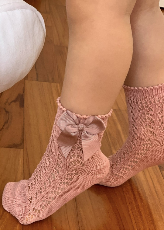 Perforated Short Salmon Socks with Rips Bow 2519/4 col 674 Condor