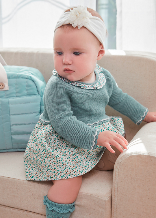 Combined Dress Turquoise Knitted Bust and Colored Skirt 2886 col 18 Mayoral
