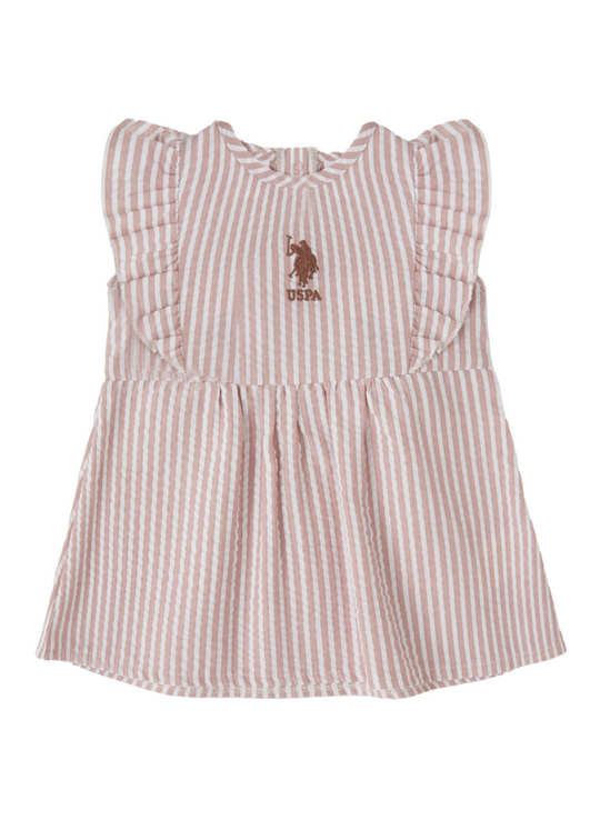 White and Beige Striped Dress Sleeveless USB1947 V1 Us Polo Assn