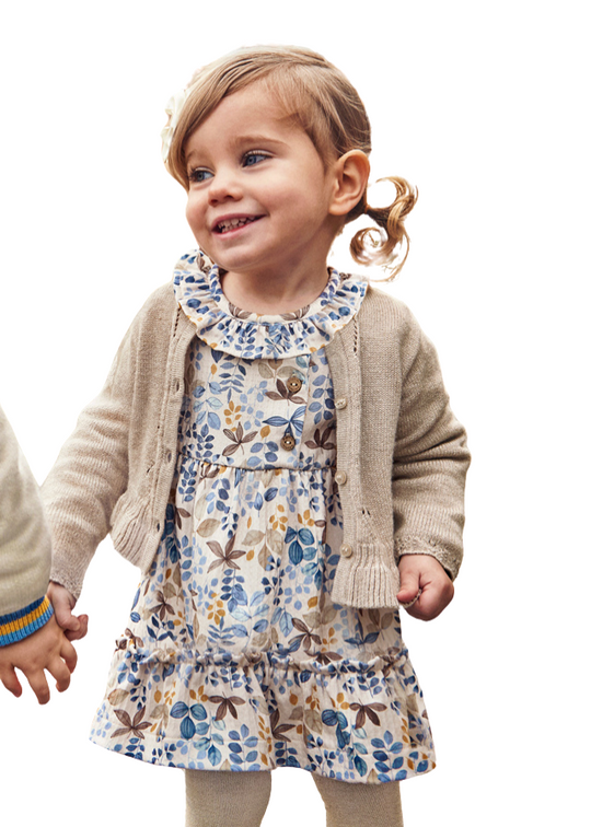 Dress with Blue Floral Print with Long Sleeve 2914 col 50 Mayoral