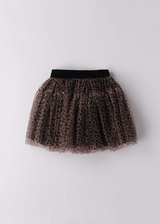 Fusta Fete Neagra Cu Tull Imprimeu Bej 4.F363/G0 iDO