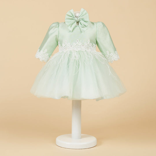 Elegant Dress for Girls Luisa Green Cream Lace With Flakes AnneBebe