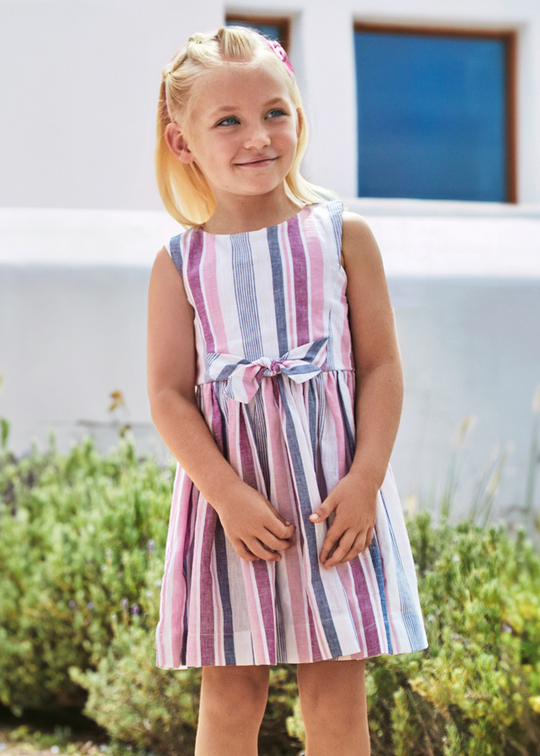Linen Dress with Purple Stripes 3925 Mayoral