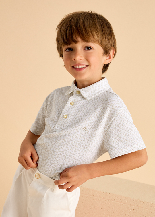 Polo Shirt with Diamonds Beige 3101 Mayoral