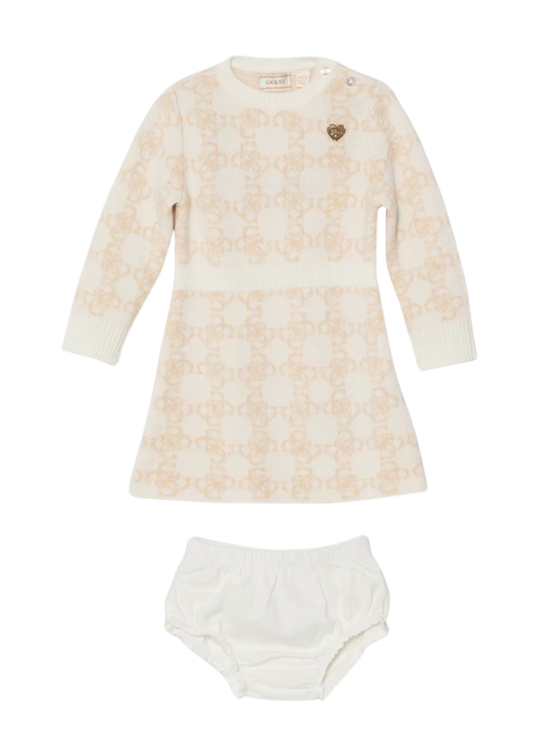 Beige Knitted Dress with Long Sleeves and Pantyhose A4BK11 Z3K10 P1EM Guess