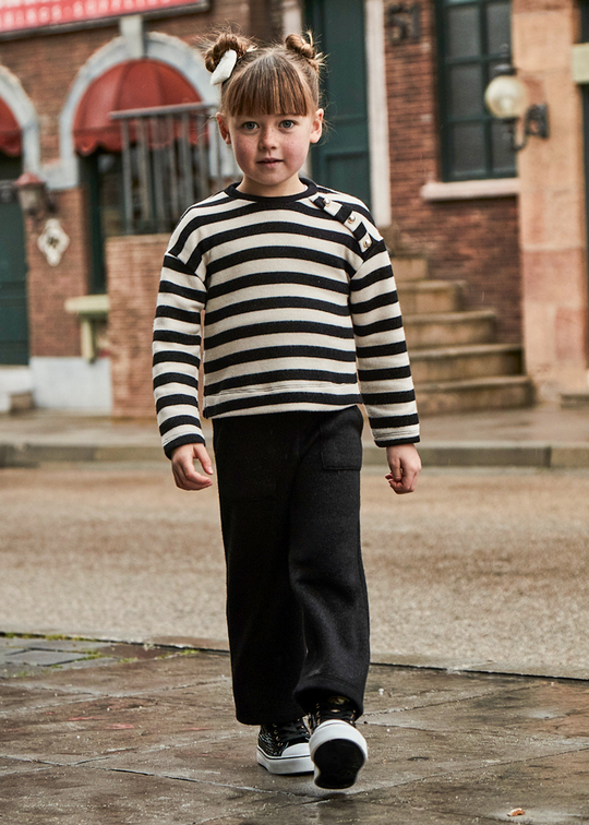 Set of 2 White and Black Striped Blouse and Black Wide Pants 4554 col 30 Mayoral