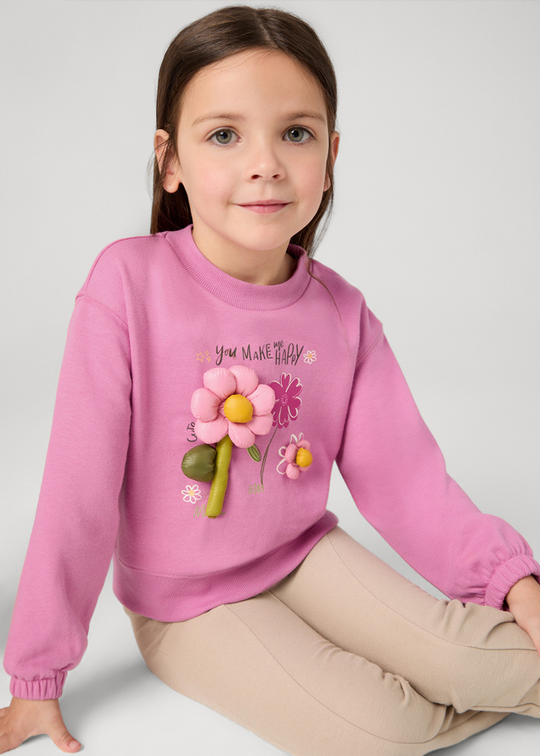 Set of 2 pieces frieze sweatshirt with flower and flared beige tights 4710 Mayoral