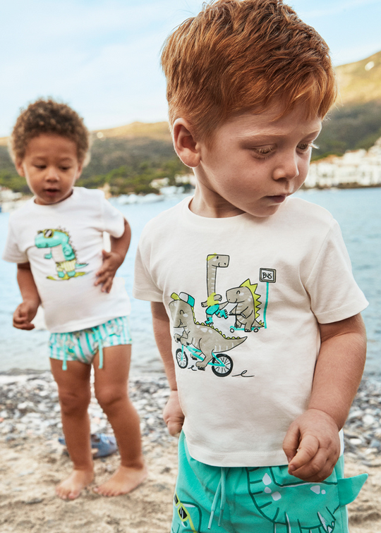 Cream T-shirt with Dinosaurs 1062 Mayoral