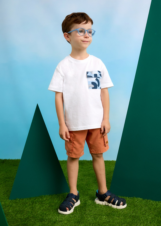 White T-shirt with Blue Pocket 3032 Mayoral