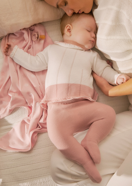 2 Piece Knitted Set Blouse and Pants Cream with Pink 1587 Mayoral