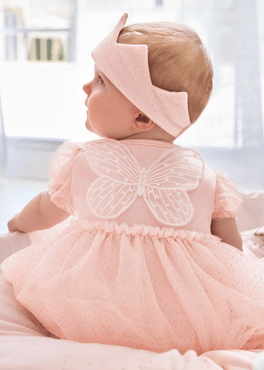 Pink Dress with Tulle Skirt and Headband 1629 Mayoral