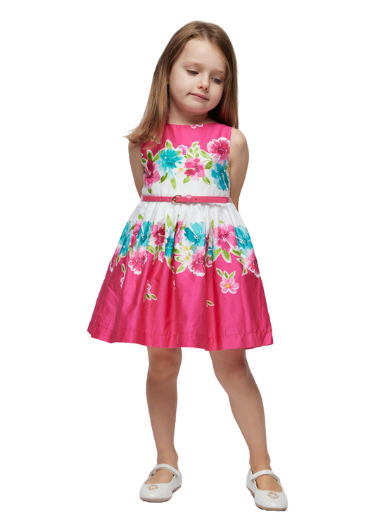 Rochie Fucsia cu Imprimeu Flori si Curea in Talie 3921 Mayoral