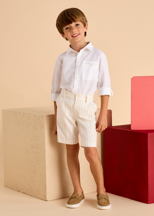 White Long Sleeve Shirt in Cotton with Linen 3121 Mayoral