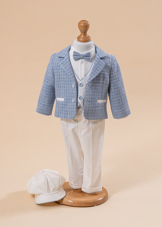 Denis Suit Blue Jacket Chanel Type Cream Pants AnneBebe