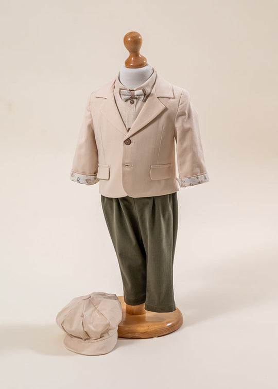 Suit Jacket Cappucino Beige Shirt Bunny Print Collar AnneBebe