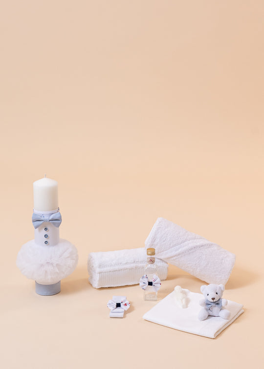 Set Botez Liviu 2 Piese, Lumanare si Trusou Personalizat AnneBebe