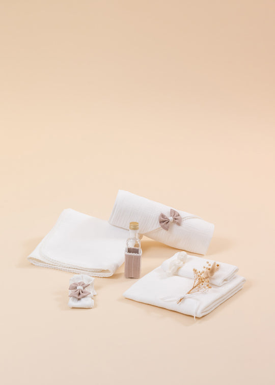 Cosmin Truss Cream Muslin Beige Bows Cream Stripes AnneBebe