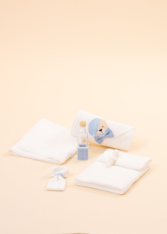 AnneBebe Boys' Madalin Custard Made of Cream Muslin Bear Embroidered