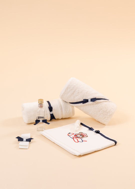 Trusou Baieti Luca Nicolas Crem Banda Ripsata Ingusta Bleumarin Si Avion Brodat