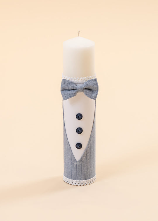 Candle Alexandru Gray Navy Blue Stripes AnneBebe