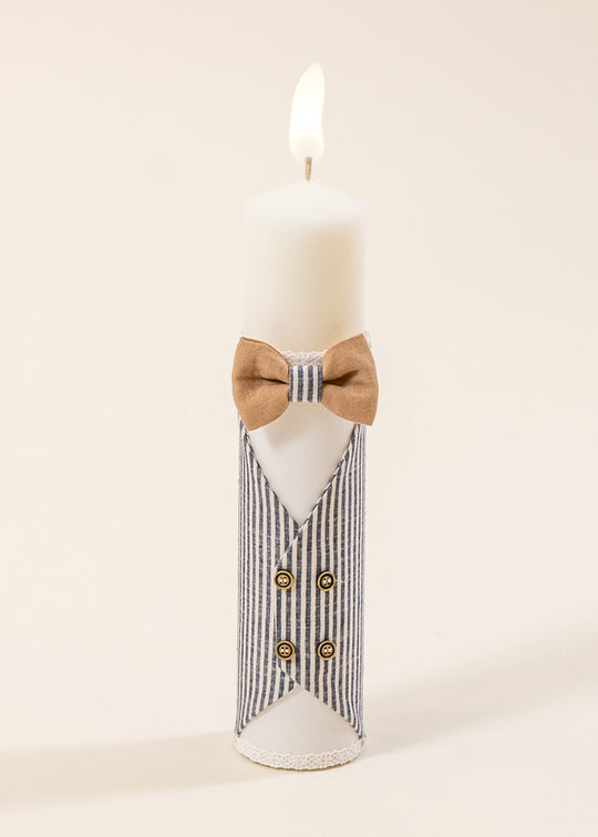 Lumanare Teodor In Cu Dungi Si Papion Bej AnneBebe