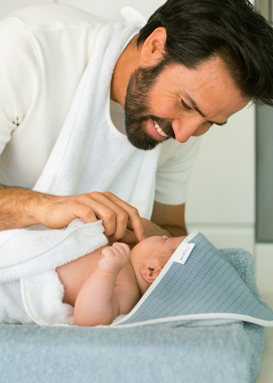 White-Blue Hooded Towel 100x100 cm 01243-11 Don Algodon