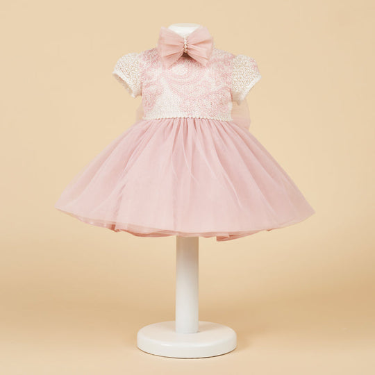 Elegant Dress for Girls Bust Lace Gradient Pink Tull Skirt AnneBebe