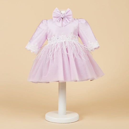 Elegant Dress for Girls Luana Purple Cream Lace With Flakes AnneBebe