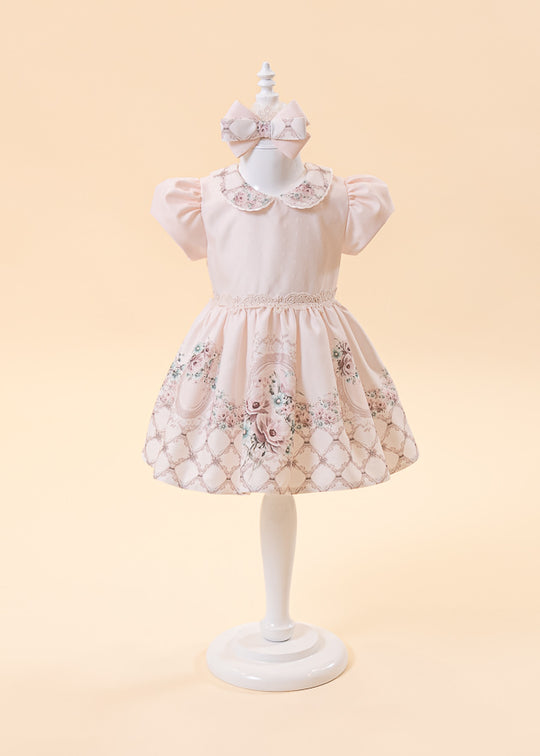 Elegant Dress Corina Organza Pink Flowers Annebebe