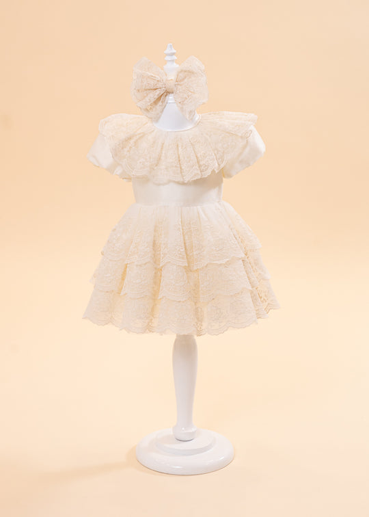 Elegant Dress for Girls Aniela Lace Cappuccino AnneBebe