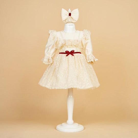 Cappuccino Dress Bust Taffeta Lace Skirt Grena AnneBebe