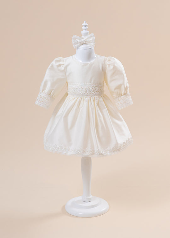 Elegant Dress Berta Dark Cream Taffeta with Lace AnneBebe