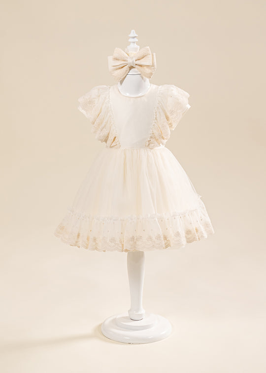Mira Capucino Dress With Ruffles And Lace Wings AnneBebe