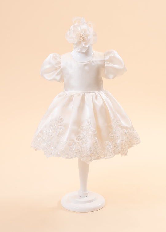 Ariana Elegant Dress Cream Lace Border AnneBebe