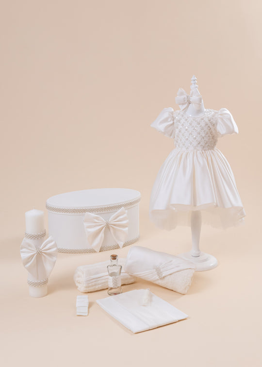 Lolita Baby Princess Christening Set 4 Pieces, Dress, Panty, Candle and Chest Customized AnneBebe