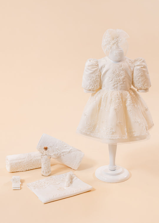 Set Botez Anais 2 Piese, Rochie si Trusou Personalizat AnneBebe