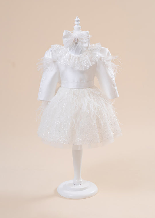 Elegant Dress Greta Cream Lace with Sequins and Flakes AnneBebe