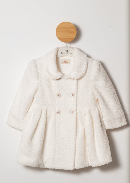 Cream Buttoned Curls Coat With Pebbles