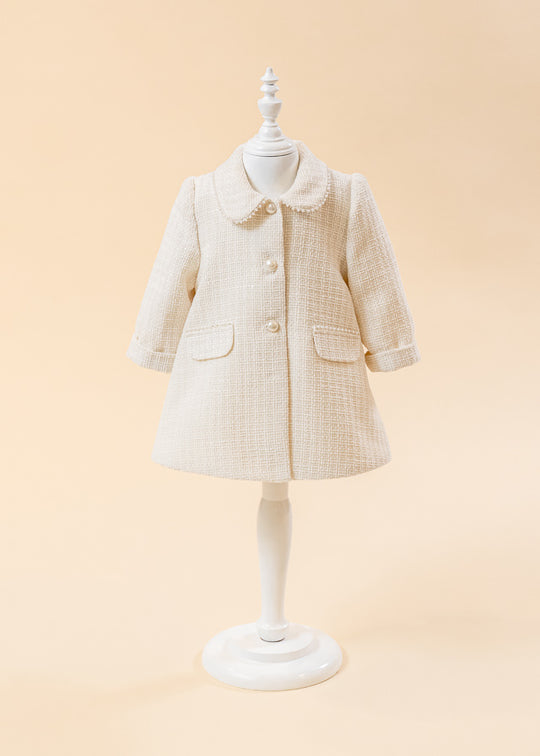 AnneBebe Girls' Pink Curl Coat With Bow