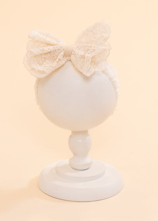 Elegant Headband for Girls Aniela Cappuccino Lace Bow AnneBebe