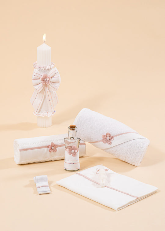 Set Botez Tiffany 2 Piese Lumanare si Trusou Personalizat Botez AnneBebe