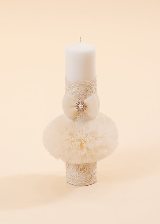 AnneBebe Personalized Cappuccino Lace Girls Candle