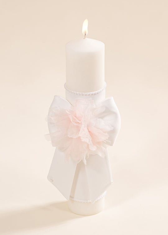 Lumanare Mia Funda Crem Si Floare Mare Roz AnneBebe