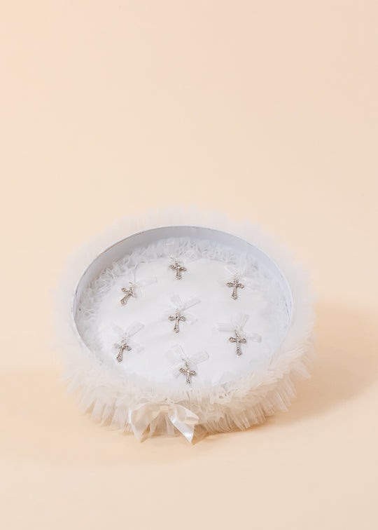 Cutie Pentru Cruciulite Tull Crem Cu Alb AnneBebe