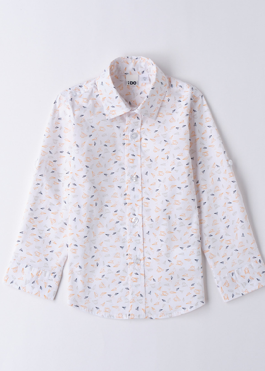 White Long Sleeve Shirt With Orange And Navy Kite 4B231.00 iDO