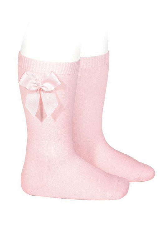 3/4 Socks Bubblegum Pink Cotton Blend with Rips Bow 2482/2 col 568 Condor
