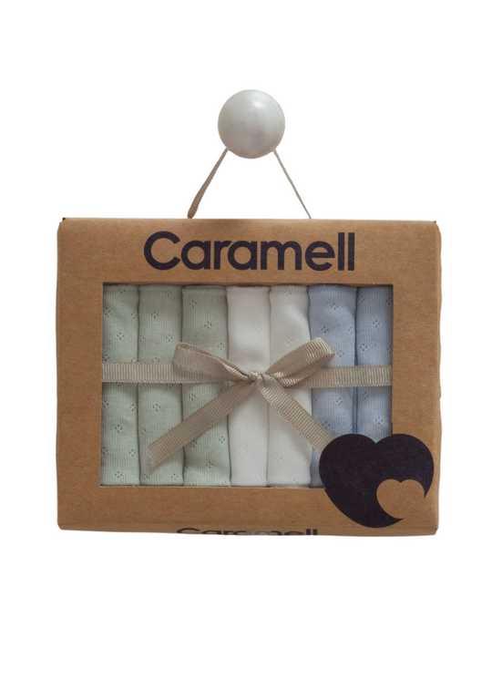 Set of 7 Perforated Cotton Handkerchiefs, Green 9862 Mell Sweet Baby