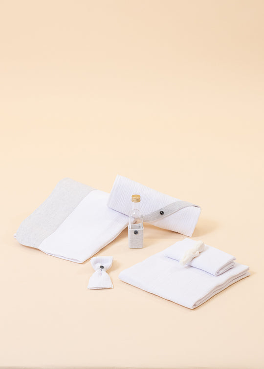 Trusou Baieti Raul Muselina Alb Funde Gri AnneBebe